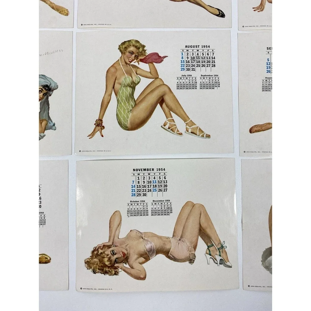 1954 Esquire Magazine Desktop Pinup Calendar Holder ~ 12 Months